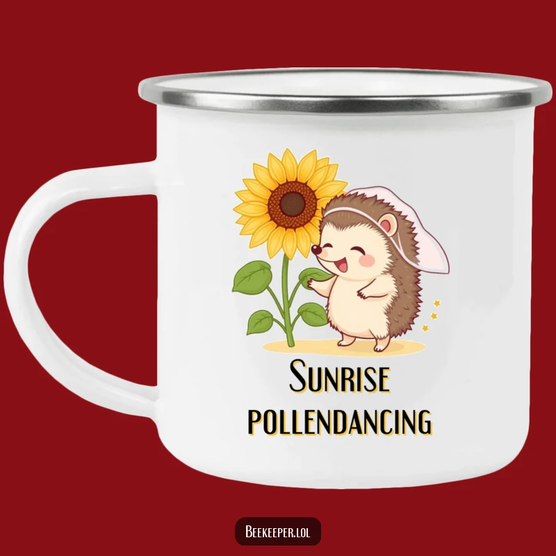 Funny Hedgehog Dancing Camping Mug: Outdoor Fun & Pollen Parties