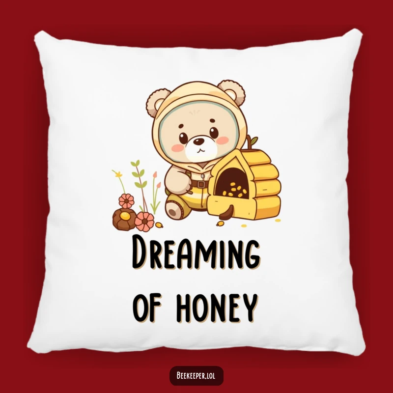 Cozy Funny Bear Beekeeper Pillow: Snuggle with a Curious Cub!