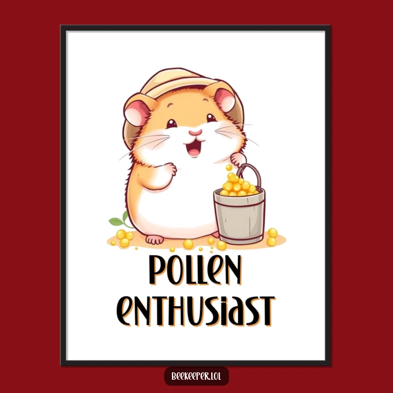 Funny Hamster Beekeeper Digital Print: Instant Busy Charm for Walls!