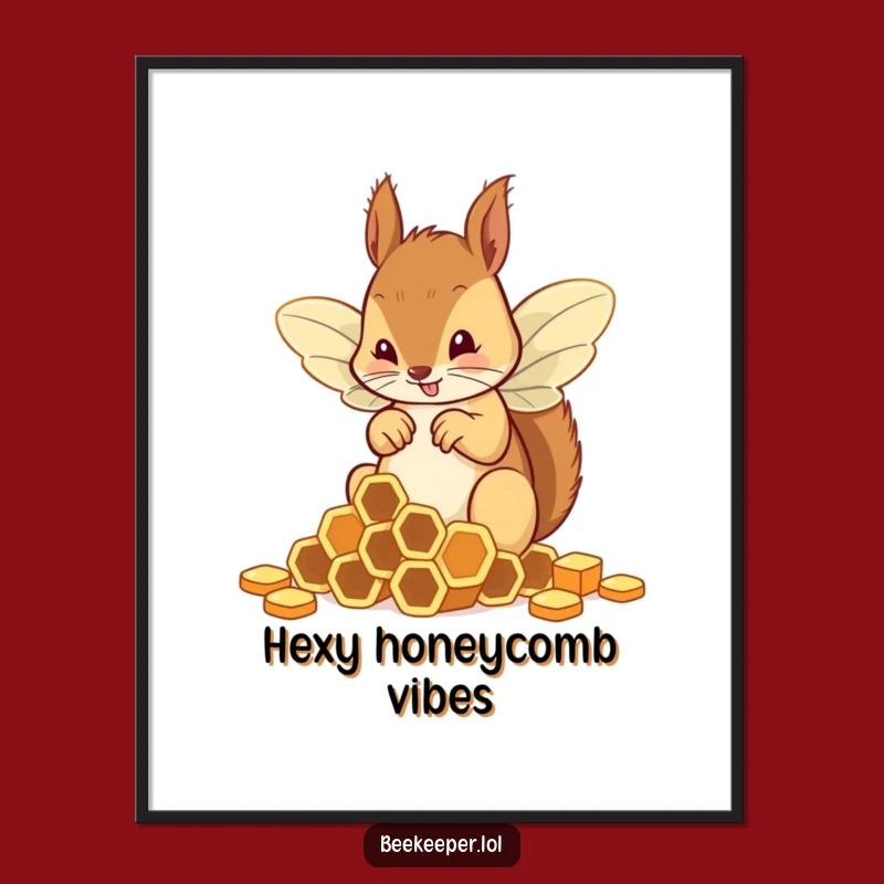 Funny Squirrel Bee Digital Art: Hilarious Honeycomb Art Download for Laughter