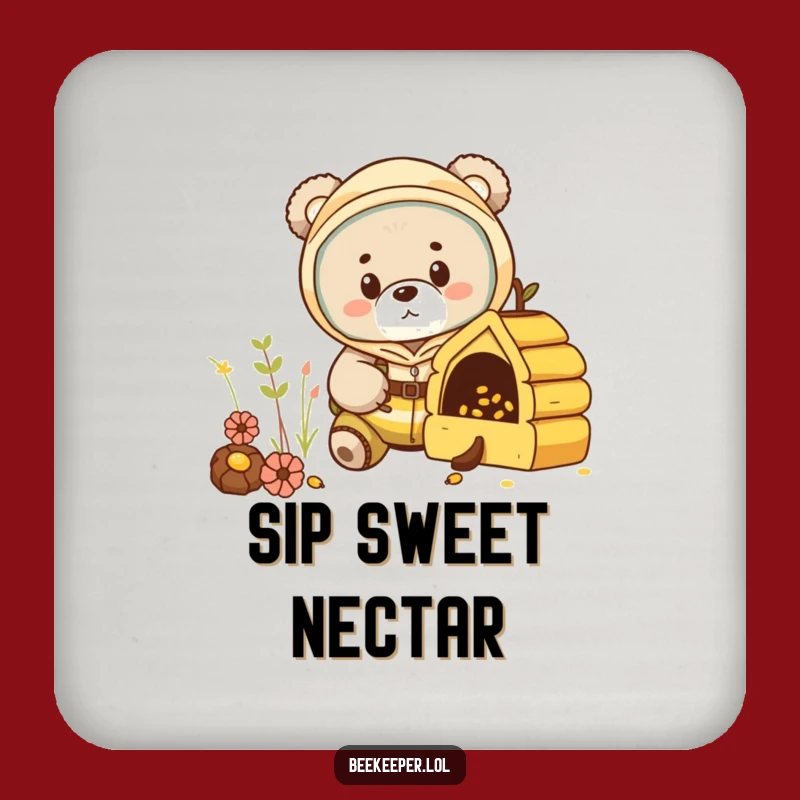 Funny Bear Beekeeper Coasters: Protect Surfaces with Curious Charm!