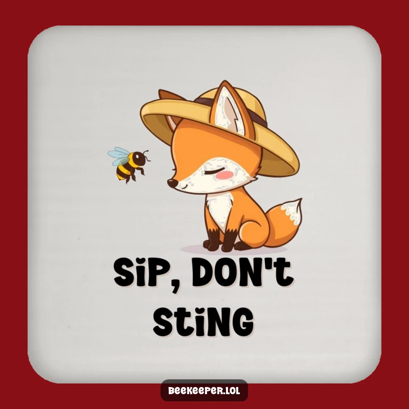 Funny Fox Bee Coasters: Protect Surfaces with Witty Wildlife Flair