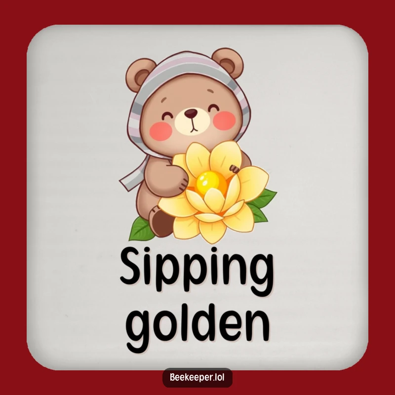 Funny Bear Beekeeper Coaster: Protect Surfaces with Cheerful Gathering