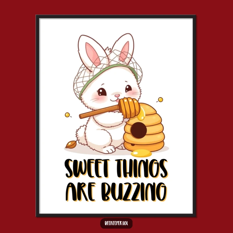 Free Printable Wall Art: Curious Bunny Beehive - Whimsical Downloadable Decor