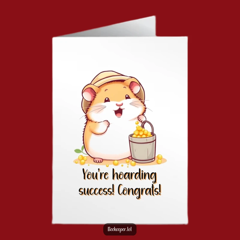 Free Printable Hamster Congrats Card: Beekeeper Hamster Pollen Success Gift