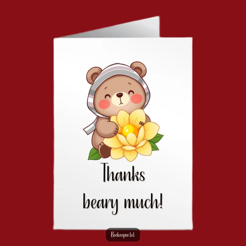 Free Printable Bear Bee Card - Thanks for Your Sweet Help!