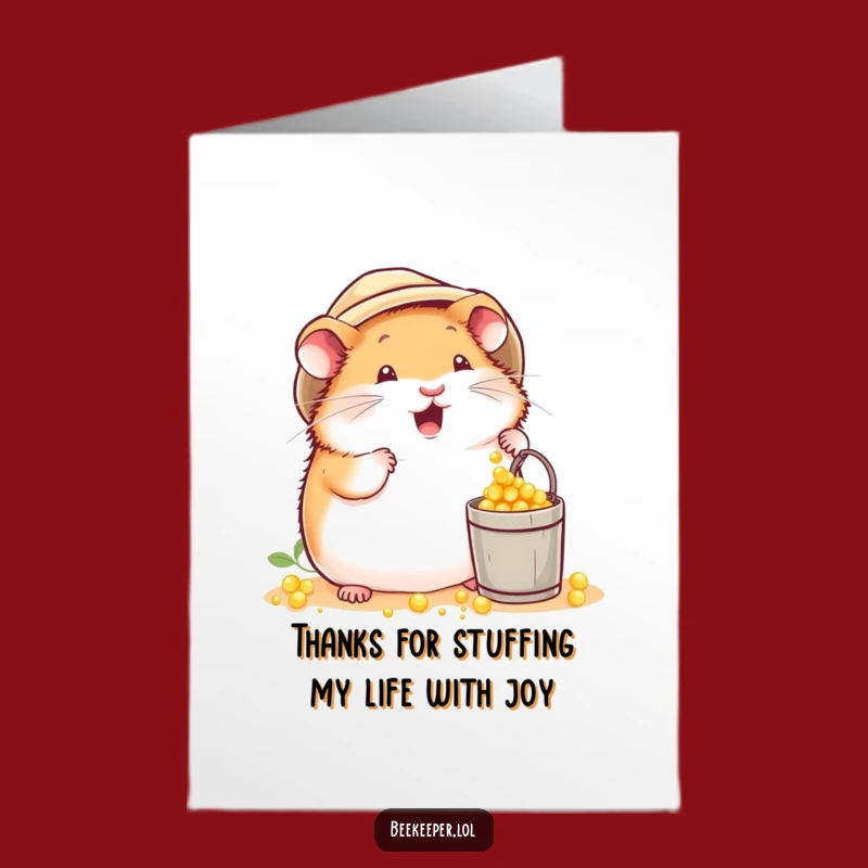 Free Printable Hamster Thank You Card: Cheerful Beekeeper Hamster Gift